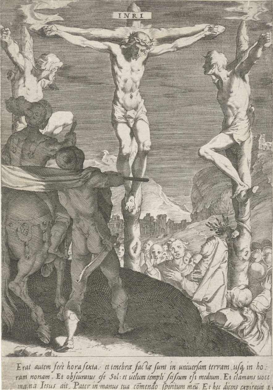 Kruisiging van Christus Passie van Christus (serietitel) Passion and Resurrection (serietitel) av Pieter de Jode (I)