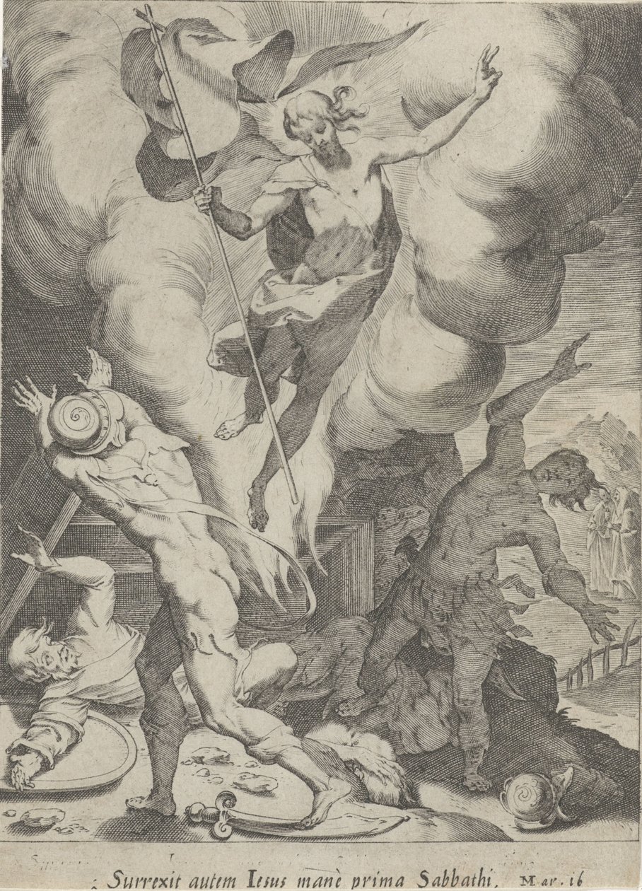 Stående van Christus Passie van Christus (serietitel) Passion and Resurrection (serietitel) av Pieter de Jode (I)