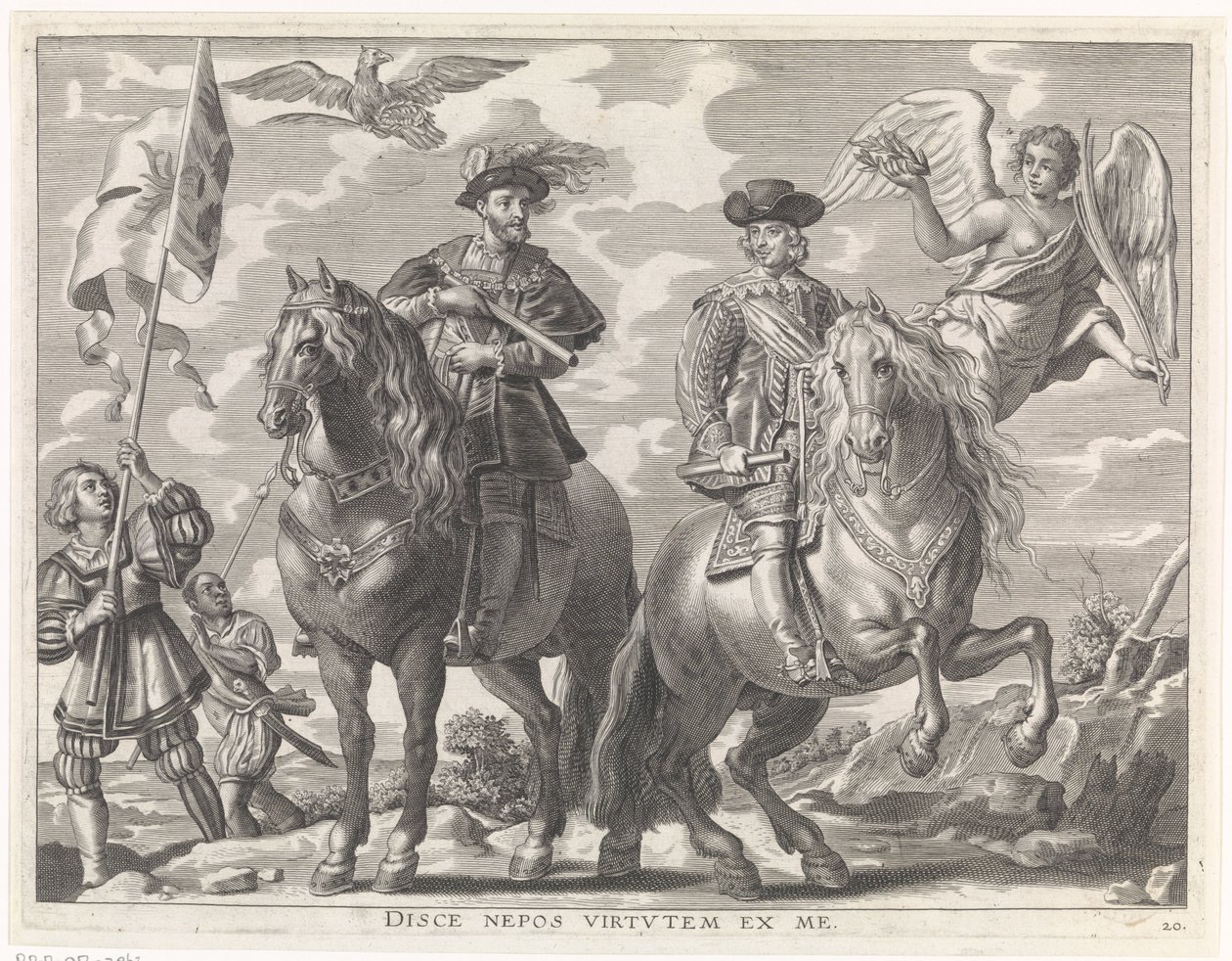 Karl V och Ferdinand till häst Kardinal-barnets glädjefulla inträde i Gent, 1635 (serietitel) av Pieter de Jode (II)