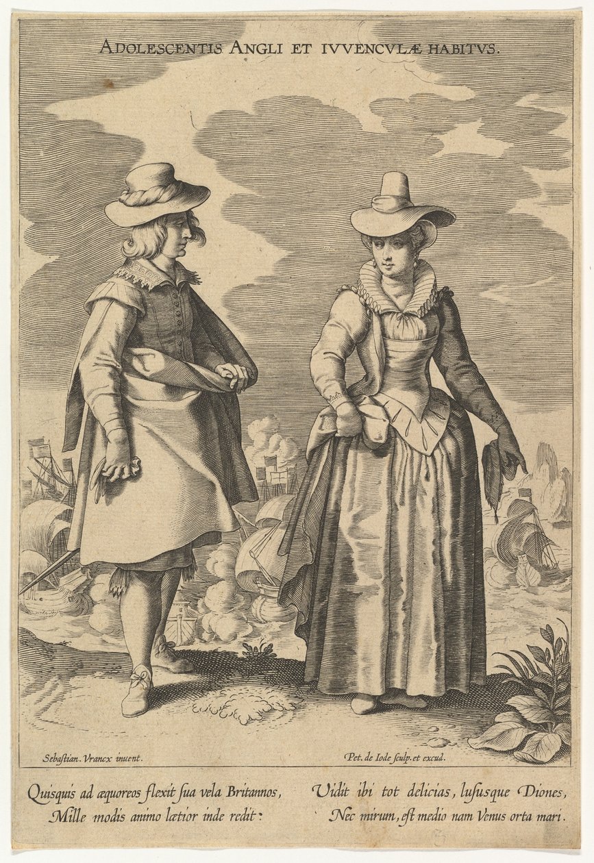 Ungdomsengelsk och unga kvinnors attityder, från mode i olika nationer.n.d. av Pieter de Jode I
