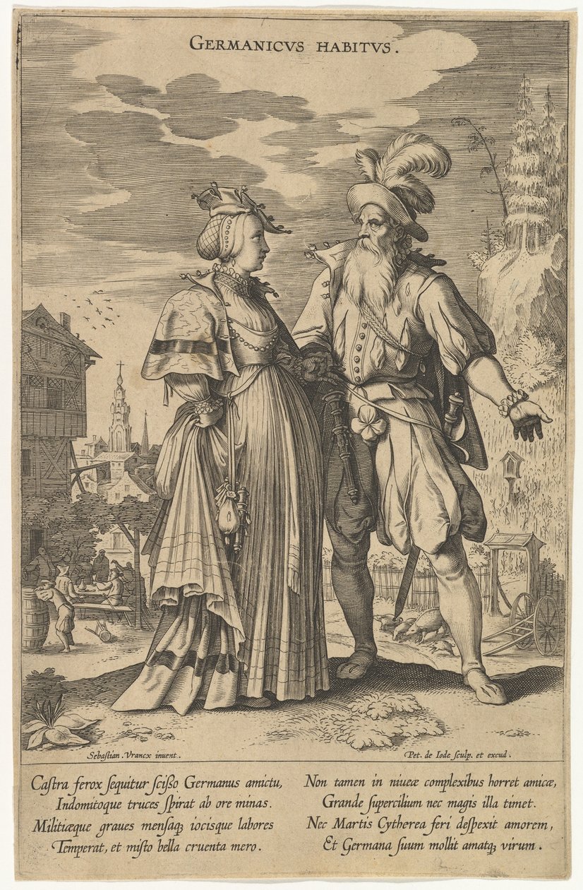 Germanicus Habitus, från Fashions of Different Nations.n.d. av Pieter de Jode I