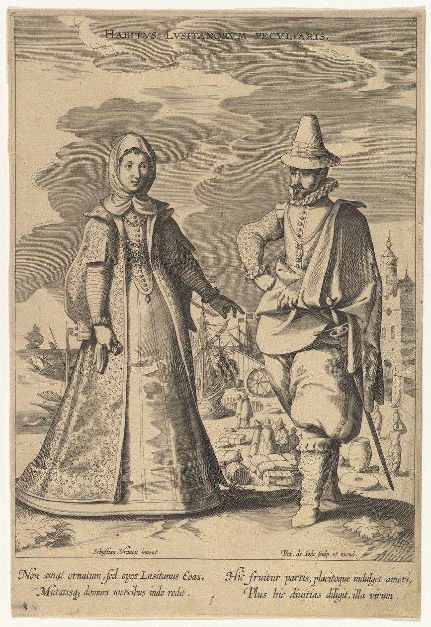 En speciell attityd hos portugiserna, från mode från olika nationer.n.d. av Pieter de Jode I