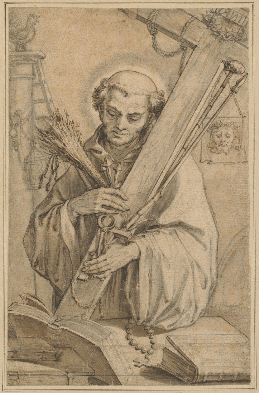 Sankt Bernhard av Clairvaux med passionens instrument av Pieter de Jode I
