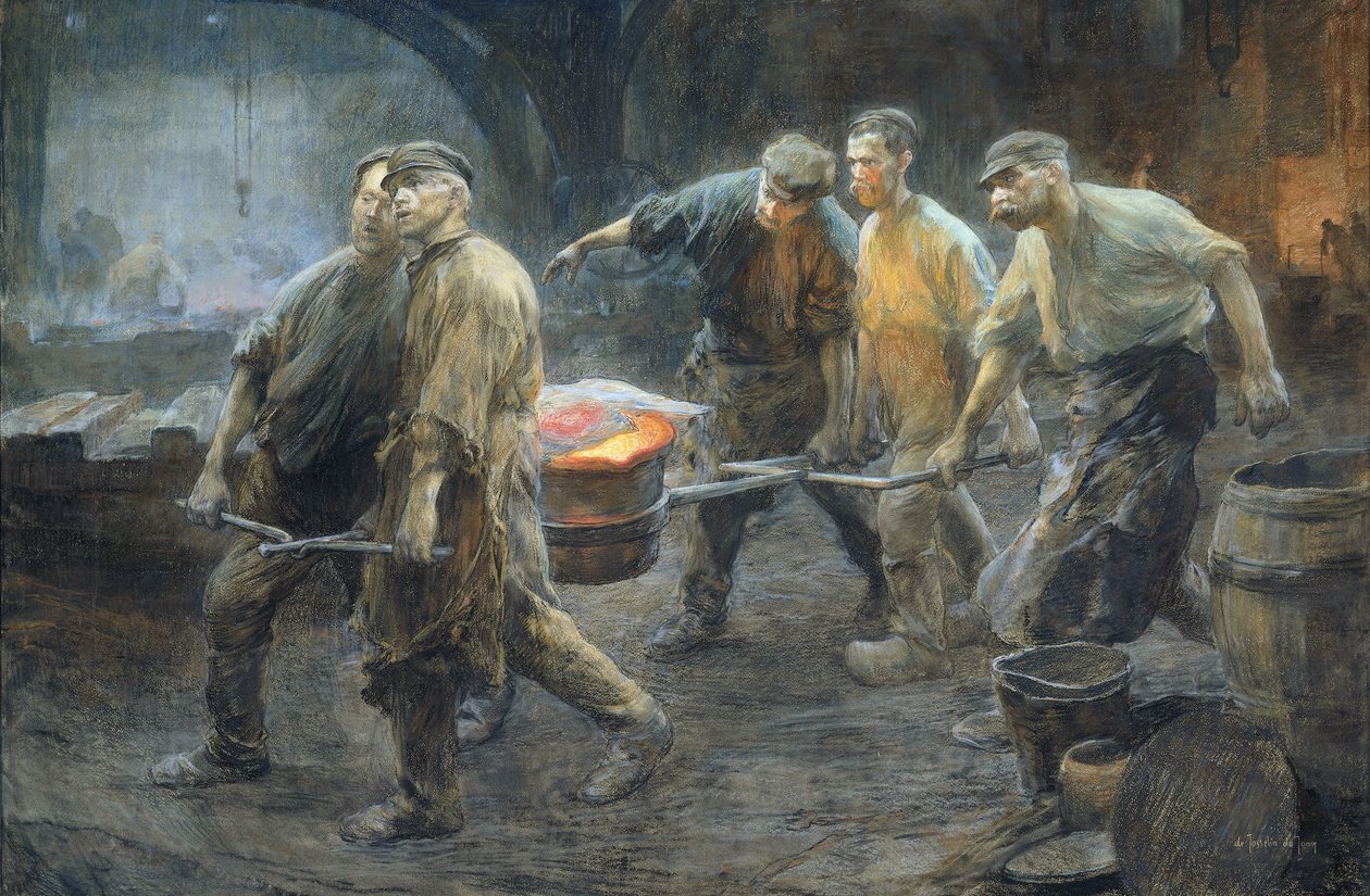Interiör av ett järngjuteri av Pieter de Josselin
