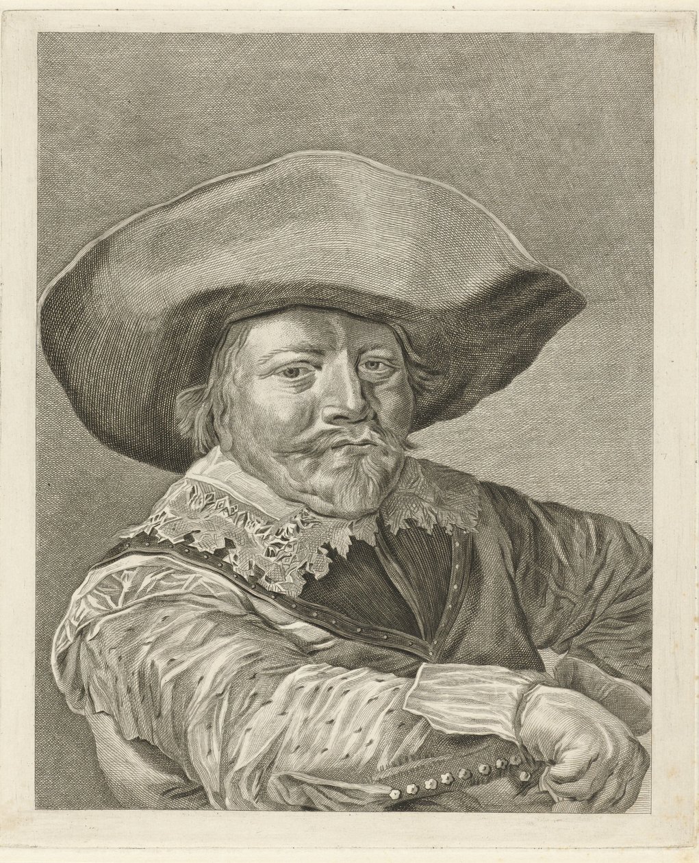 Porträtt av en man i 1600-talsdräkt av Pieter de Mare