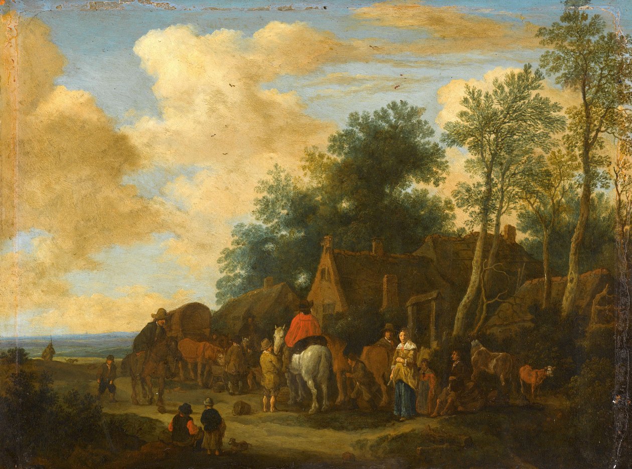 Håller på ett värdshus vid vägkanten av Pieter de Molijn