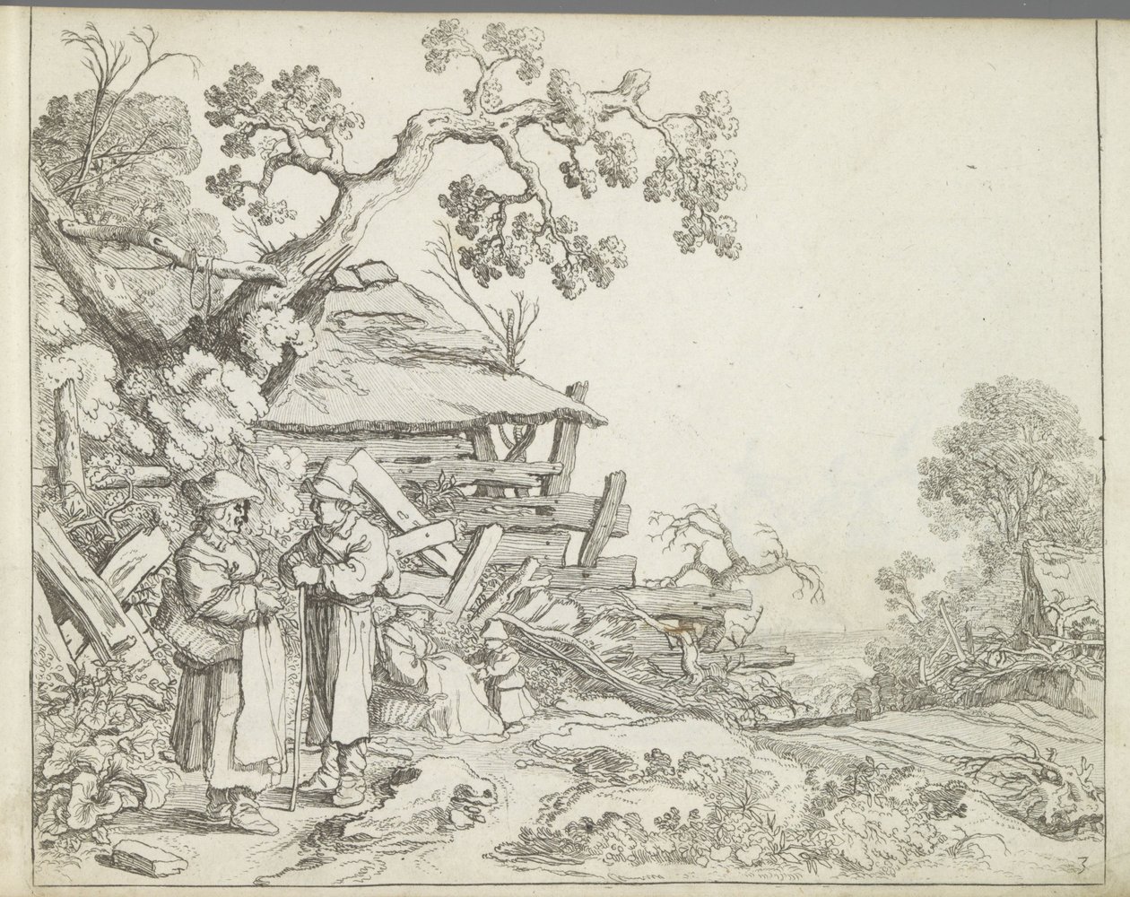 Landskap med en bonde och hans fru Landskap med figurer (serietitel) Mirror of Nature och School of Drawing (...) (serietitel) av Pieter de Molijn