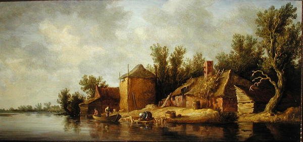 Flodlandskap (olja ombord) av Pieter de Neyn