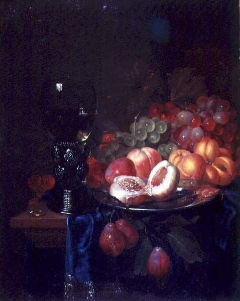 Stilleben av frukt och skaldjur (olja på duk) av Pieter de Ring