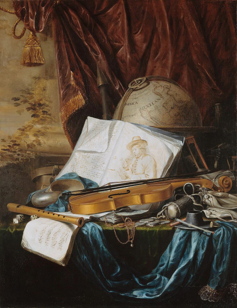 Stilleben med musikinstrument, 1650. av Pieter de Ring