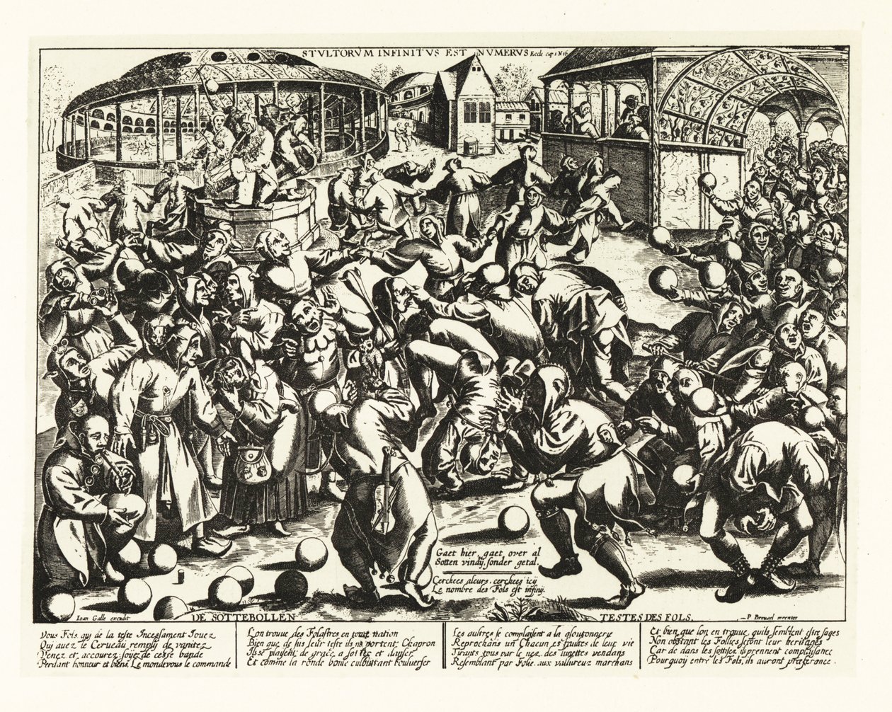 En festival av dårar, medeltiden.1906 (litografi) av Pieter the Elder (after) Bruegel