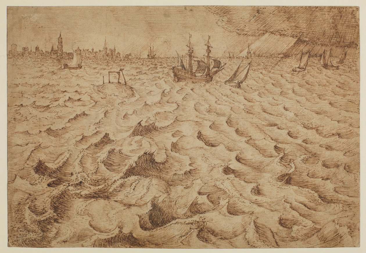 En storm på floden Schelde med utsikt över Antwerpen, 1562 - 1563 av Pieter Bruegel the Elder