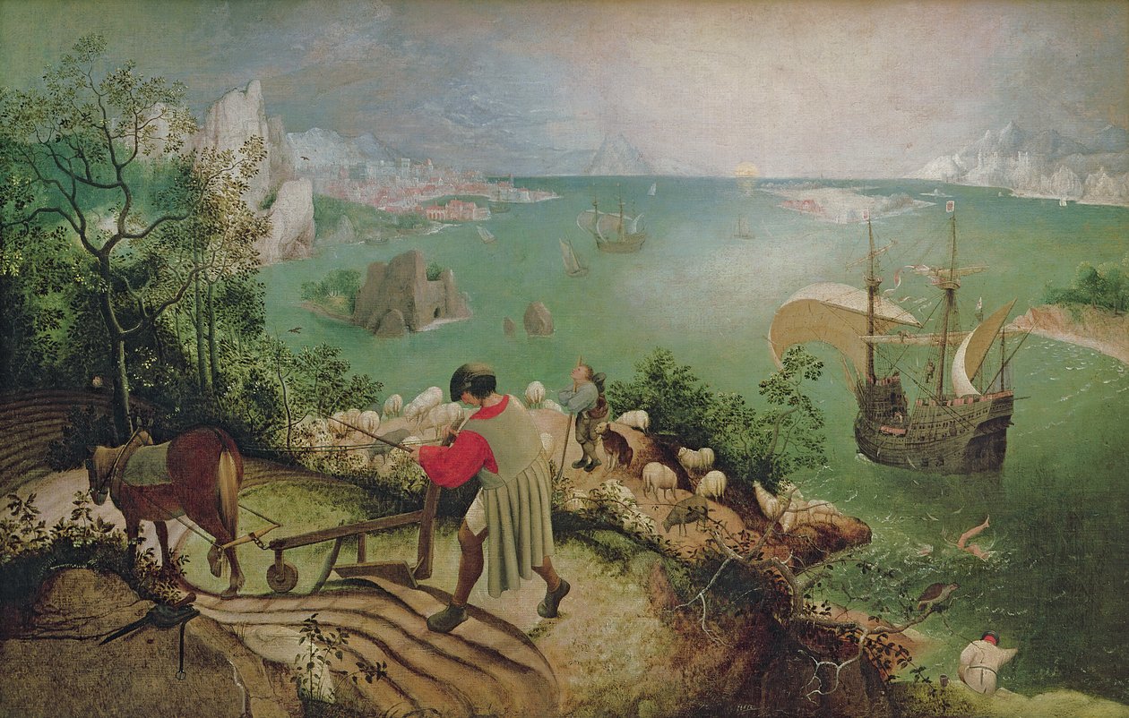 Landskap med Ikaros fall, ca 1558 (olja på duk) av Pieter Bruegel the Elder
