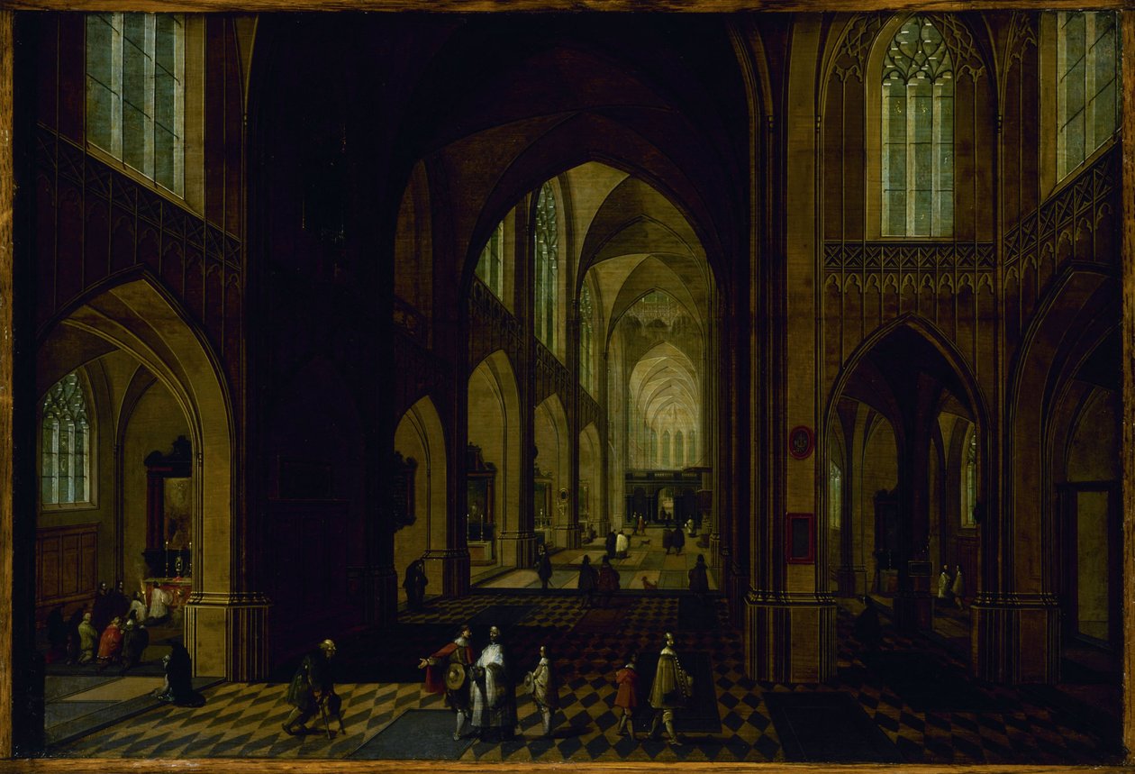 Kyrkointeriör, mellan 1600 och 1661 (olja på trä) av Pieter the Elder Neefs