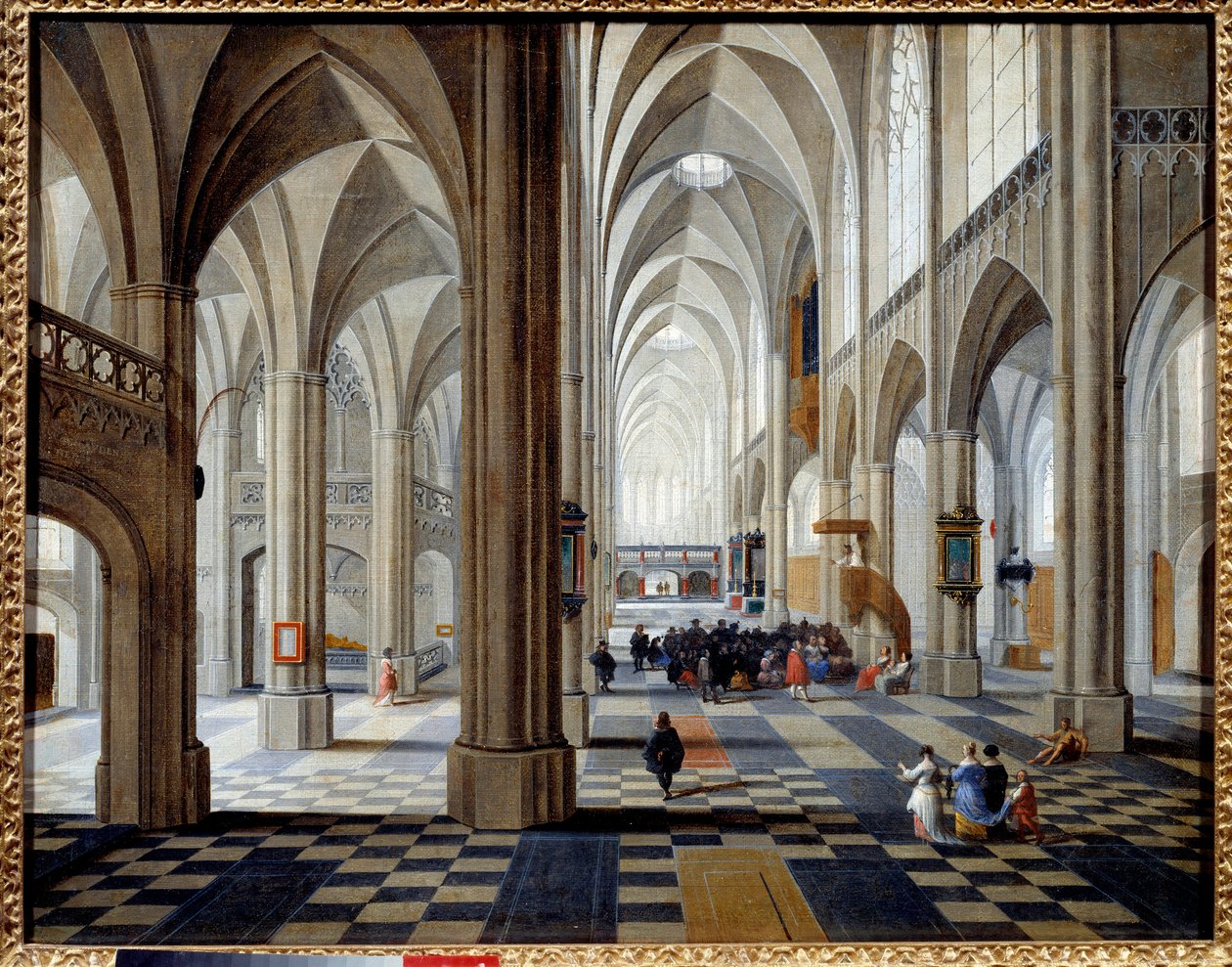 Interiör av Antwerpens katedral. Målning av Peeter Neefs The Old (eller Pieter Neefs I) (1578-1660) Ec. Flam. av Pieter the Elder Neefs