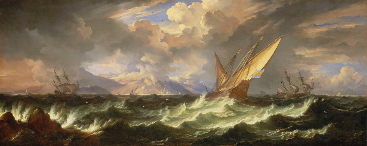 En frisk bris i Medelhavet, slutet av 1600-talet (olja på duk) av Pieter the Younger (1637 1701) Mulier