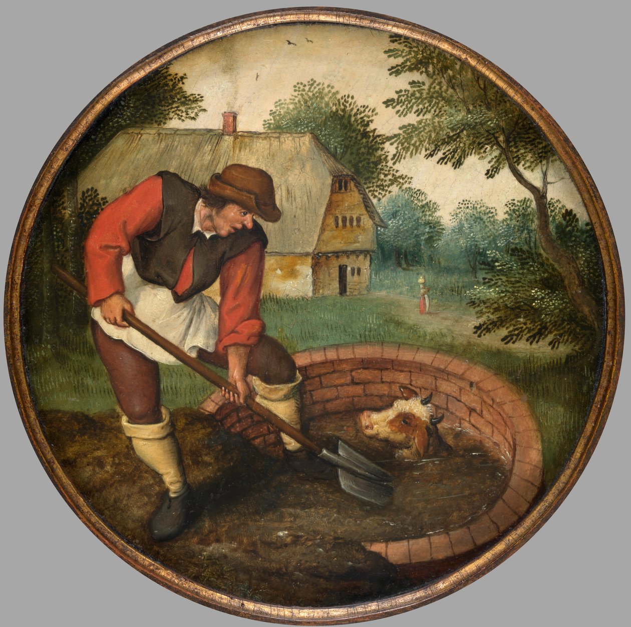 Det är för sent att fylla i brunnen efter att kalven har drunknat, ca 1594 (olja på panel) av Pieter the Younger Brueghel