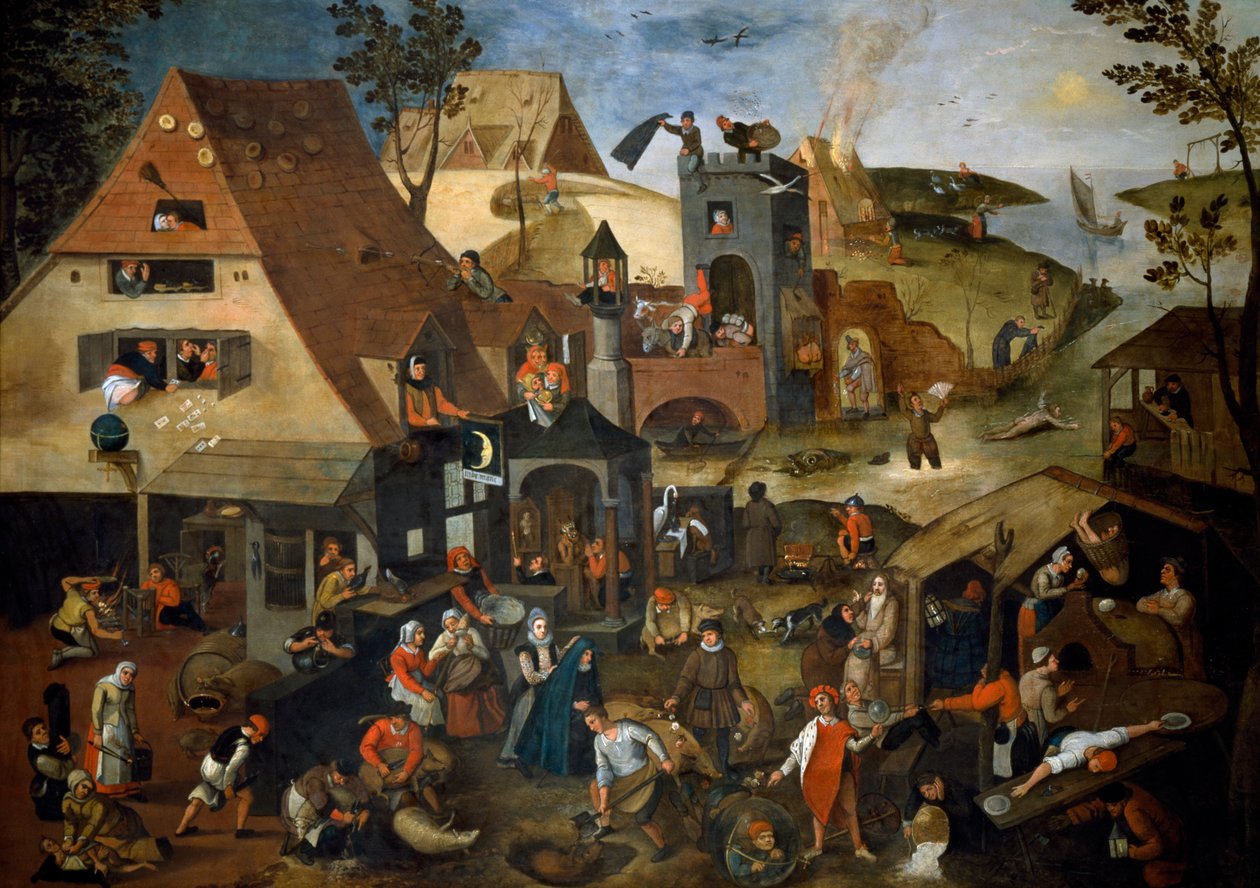 Nederländska ordspråk, ca 1559 (olja på panel) av Pieter the Younger Brueghel
