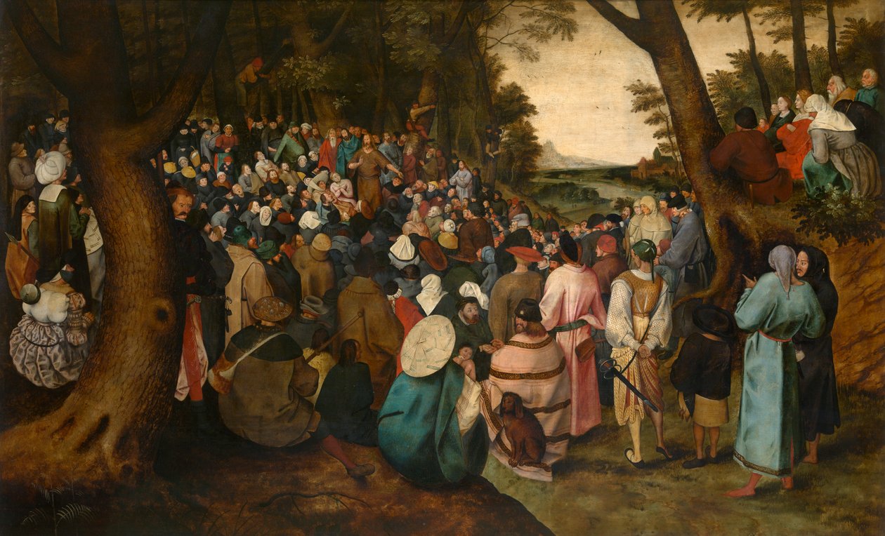 Johannes Döparen predikar (olja) av Pieter the Younger Brueghel