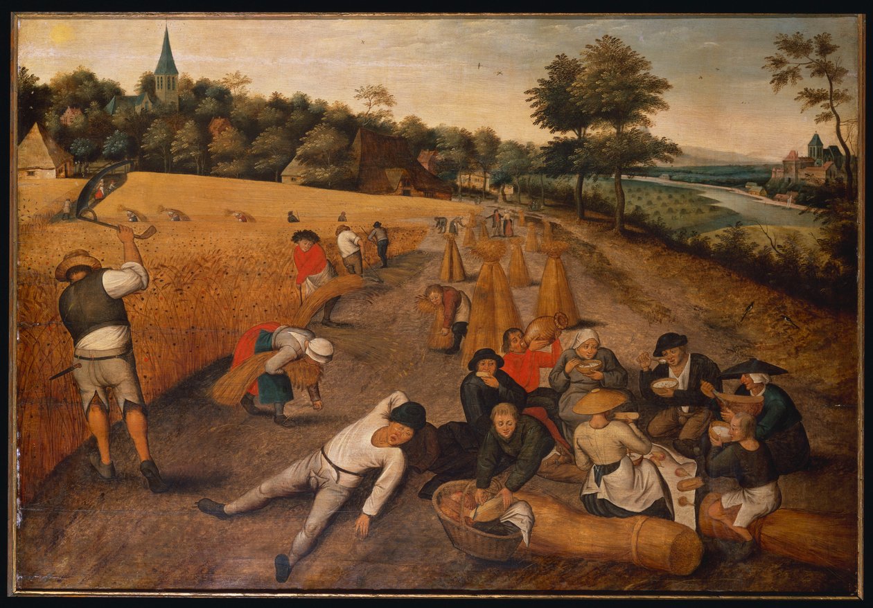 Sommar: Skördare som arbetar och äter på ett majsfält, 1624 av Pieter Brueghel the Younger