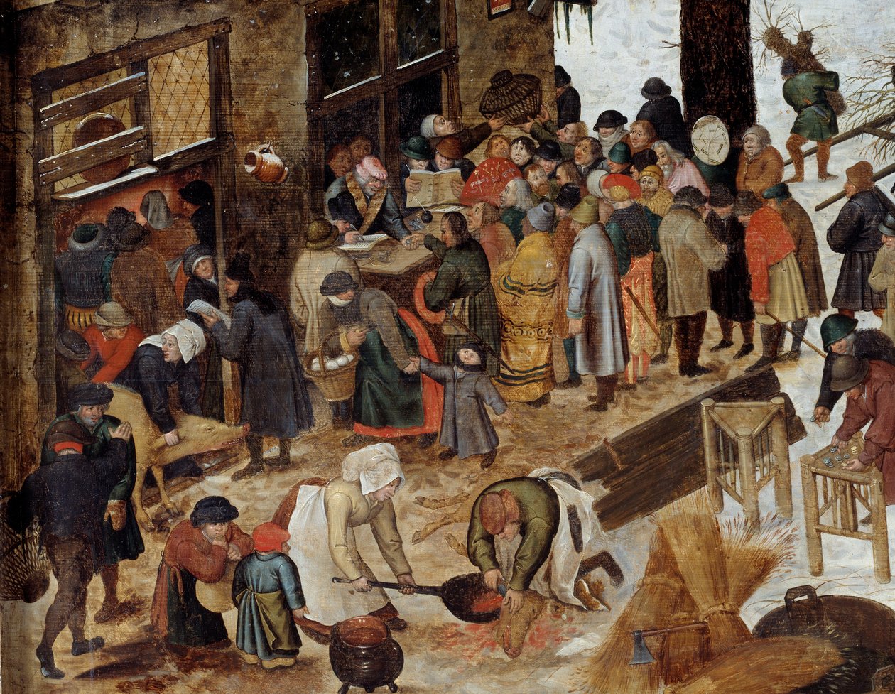 Betalningen av dime eller Deombrement har Bethlehem Detail. Målning av Pieter le Jeune dit Brueghel d