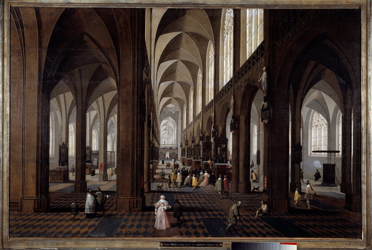 Inifrån av katedralen i Antwerpen Målning av Pieter Neefs the Jeune (1620-1675) av Pieter the Younger Neefs