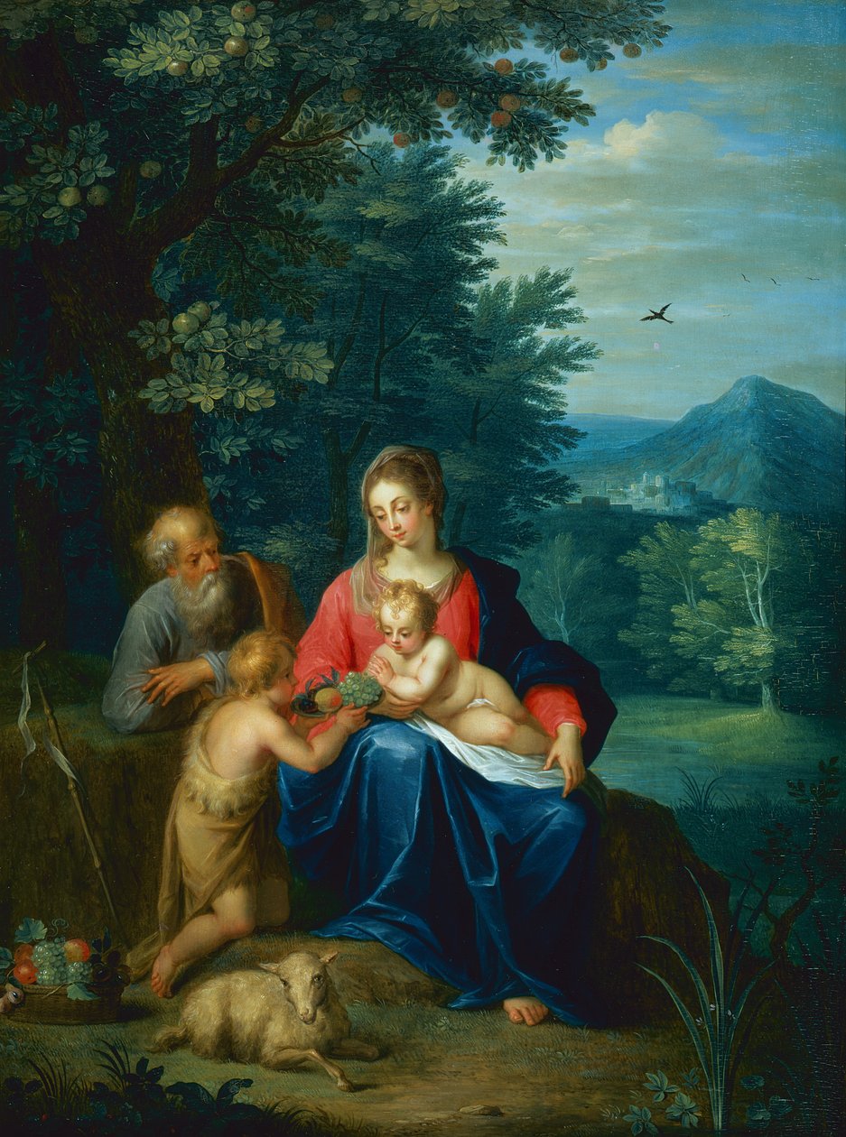 Den heliga familjen med spädbarnet Johannes Döparen av Pieter van Avont
