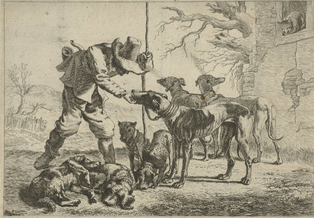 Jägare med sju hundar av Pieter van Laer