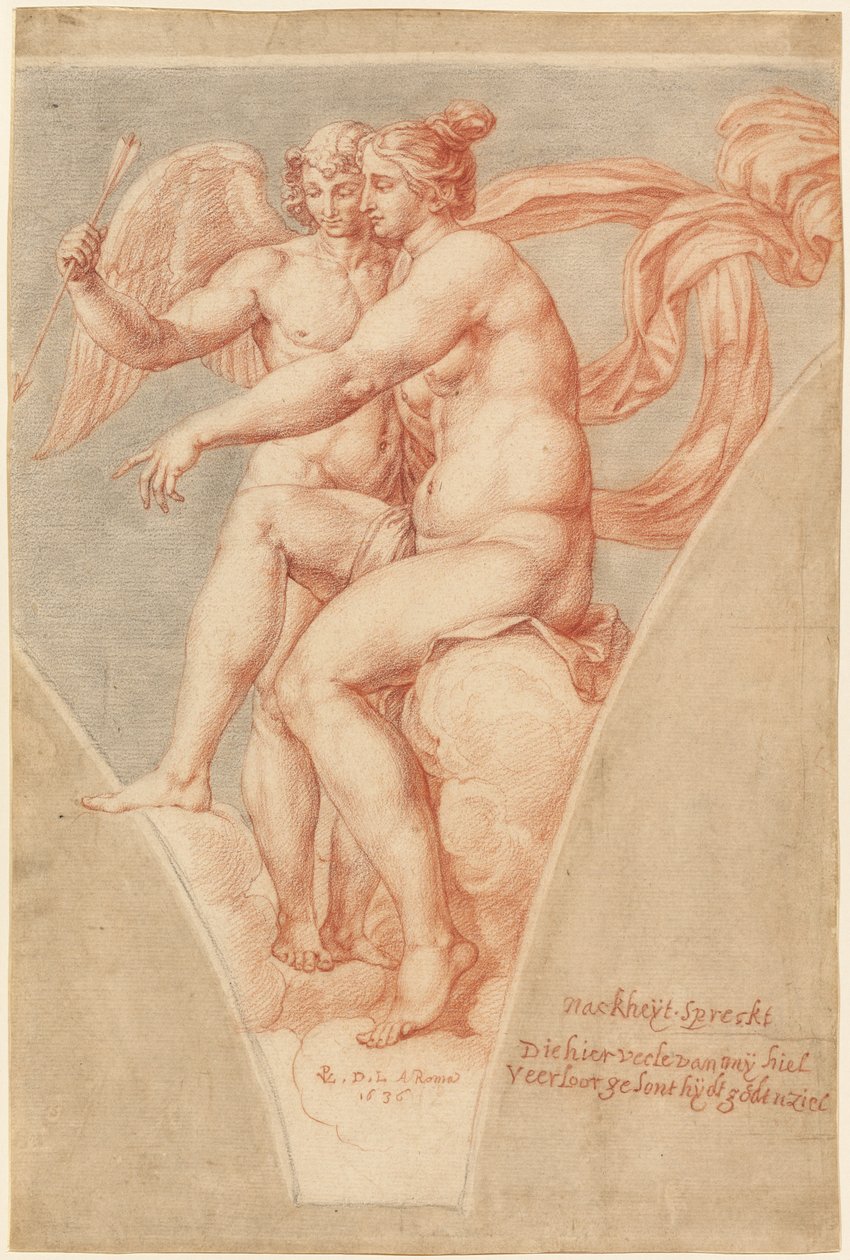 Venus och Amor (efter Rafael) av Pieter van Lint