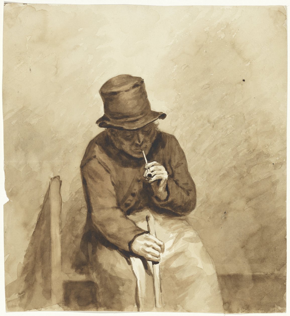 Sitter och röker man av Pieter van Loon
