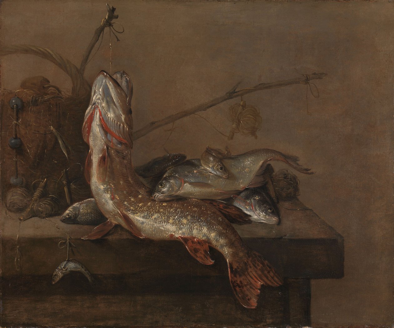 Stilleben med fisk av Pieter van Noort
