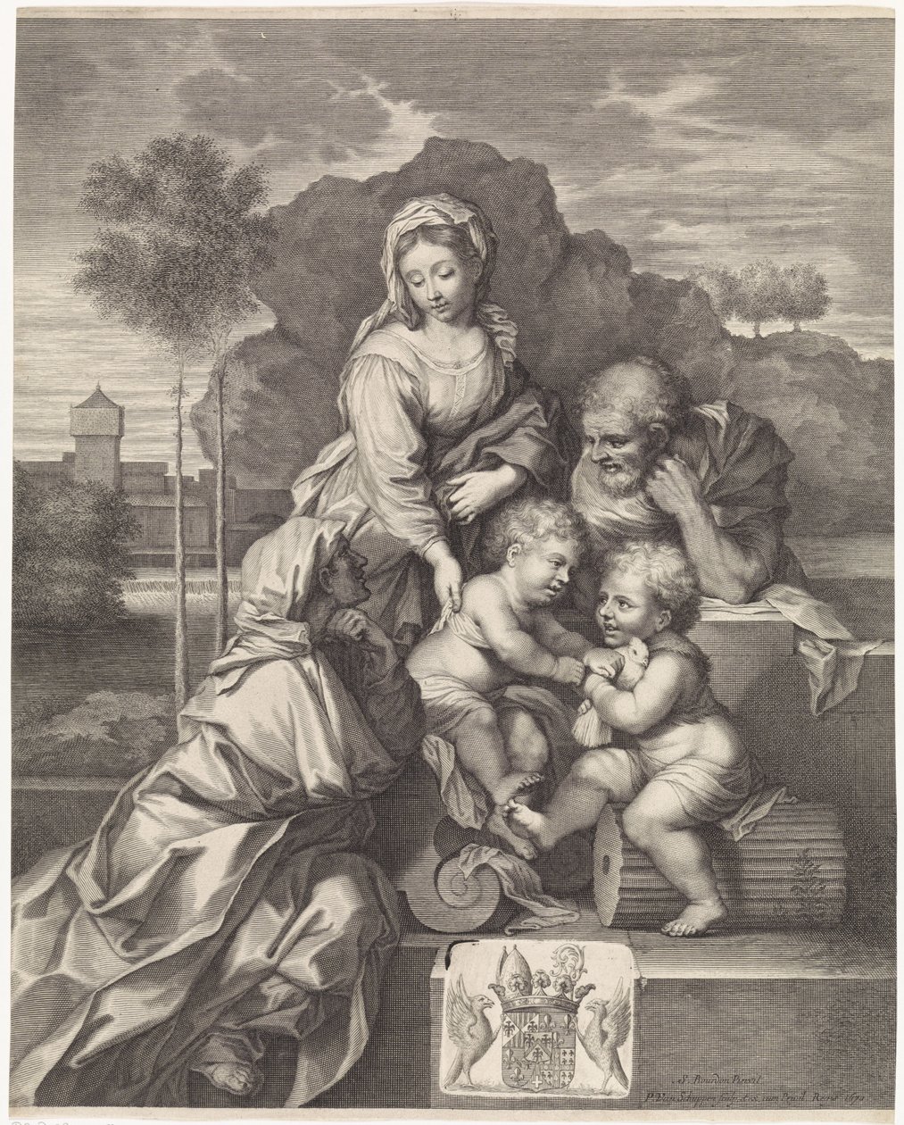 Helig familj med Elizabeth och Johannes Döparen av Pieter van Schuppen