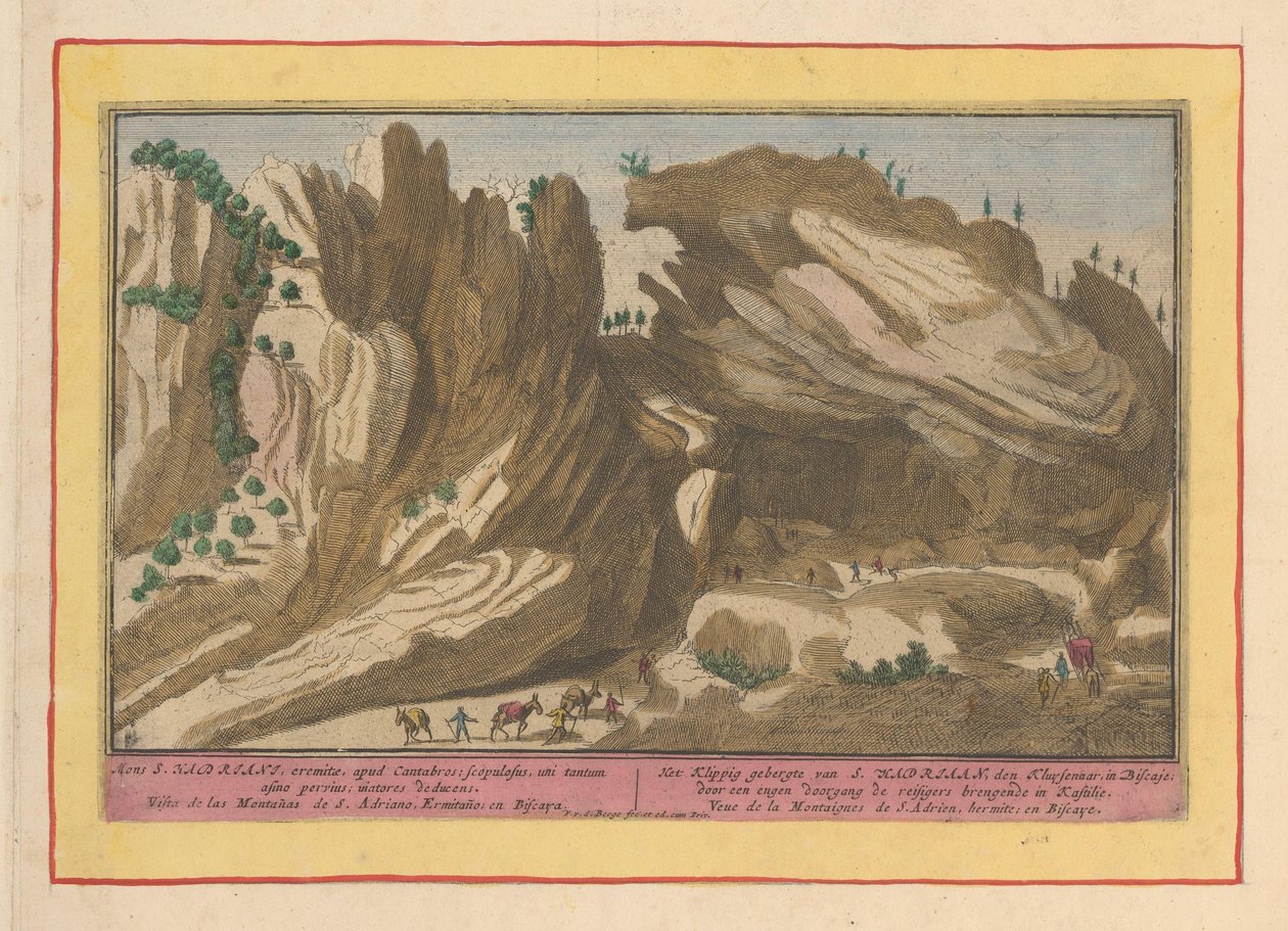 Berg i San Adrian i Biscaya Klippigbergen i S. Hadrianus, den Kluysebaar, i Biscaya; genom en smal passage som tar resenärerna till Kastilie (titel på objekt) Theatrum Hispaniae (...) (serietitel) av Pieter van den Berge