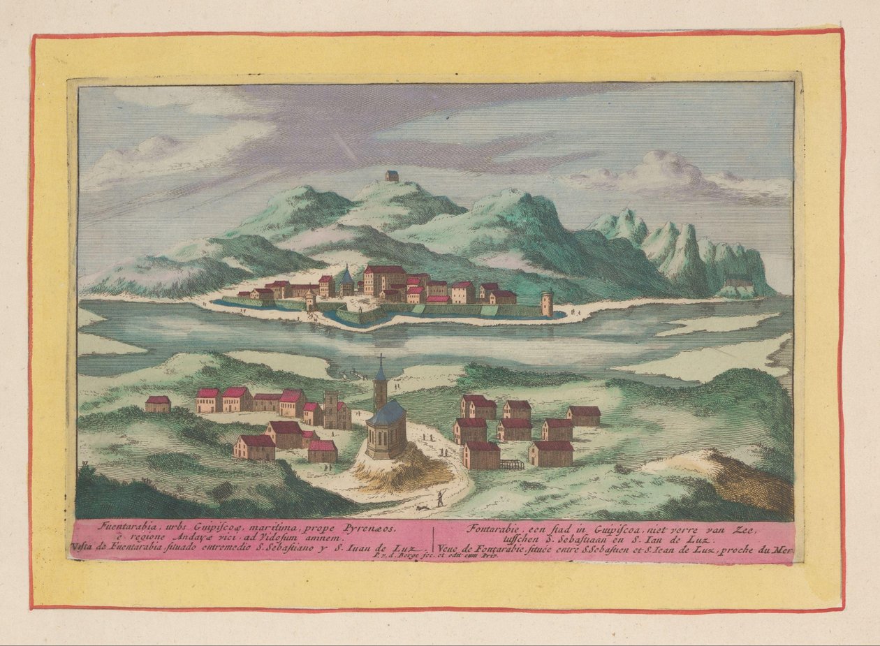 Utsikt över Fuenterrabia Fontarabie, en stad i Guipiscoa, inte långt från havet, mellan S. Sebastian och S. Ian de Luz (...) (titel på objektet) Theatrum Hispaniae (...) (serietitel) av Pieter van den Berge