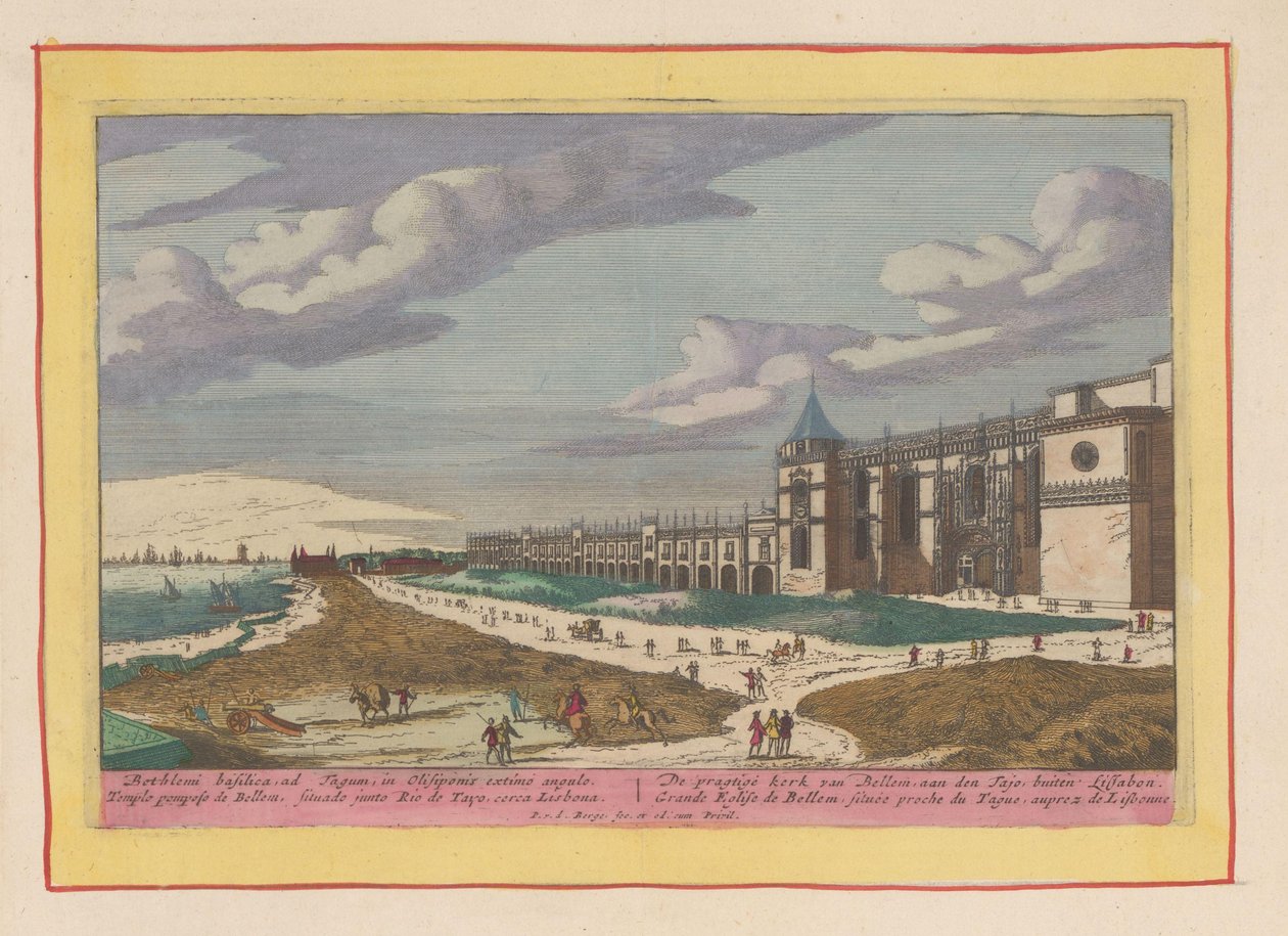 Utsikt över Jerome-klostret i Belém Den vackra kyrkan Bellem, på Tajo, utanför Lissabon (titel på objektet) Theatrum Hispaniae (...) (serietitel) av Pieter van den Berge