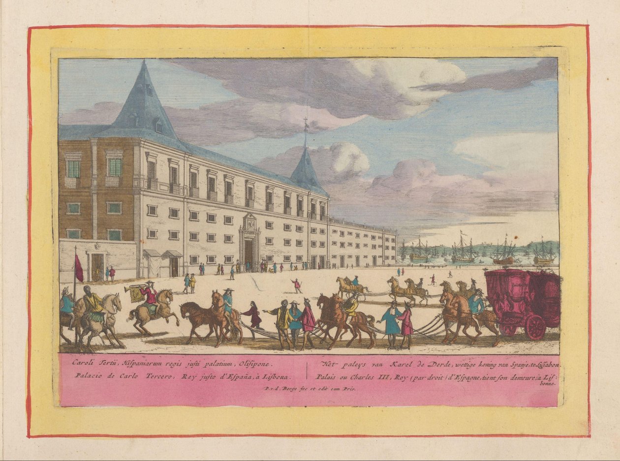 Utsikt över Charles VI-palatset i Lissabon Karl den tredjes palats, legitim kung av Spanien, i Lissabon (titel på objekt) Theatrum Hispaniae (...) (serietitel) av Pieter van den Berge