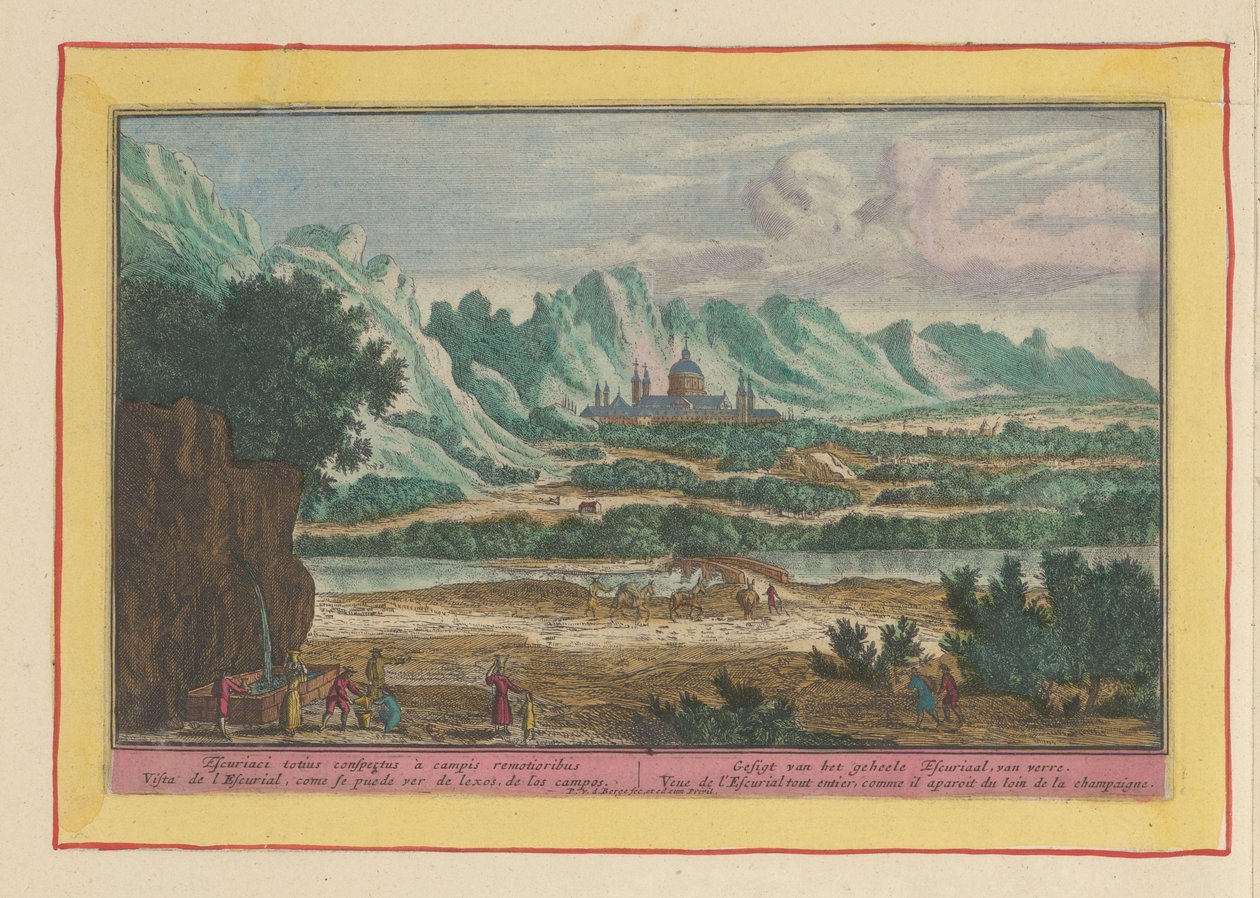 Landskap med Escorial Gesigt av hela Escurial, på avstånd (titel på objekt) Theatrum Hispaniae (...) (serietitel) av Pieter van den Berge