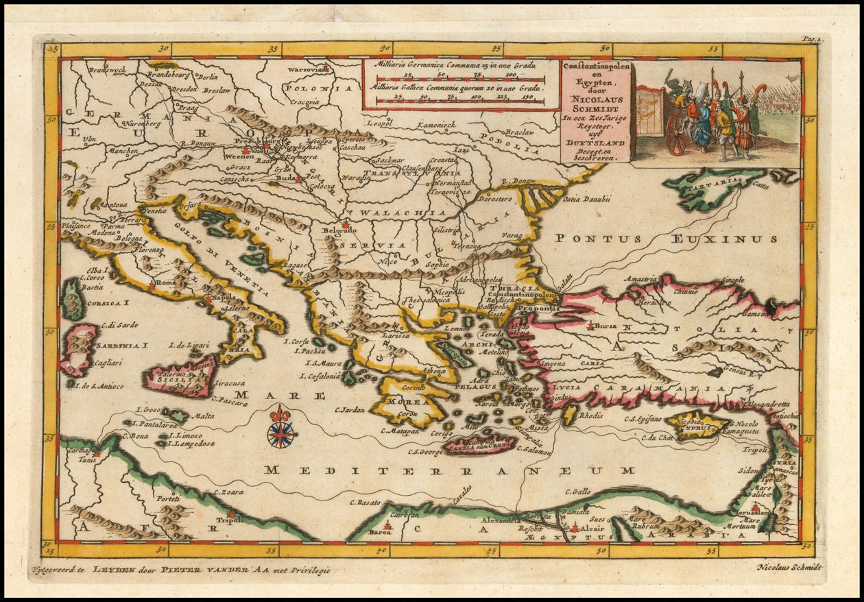 1700 års karta över östra Medelhavet av Pieter van der Aa av Pieter Van der Aa