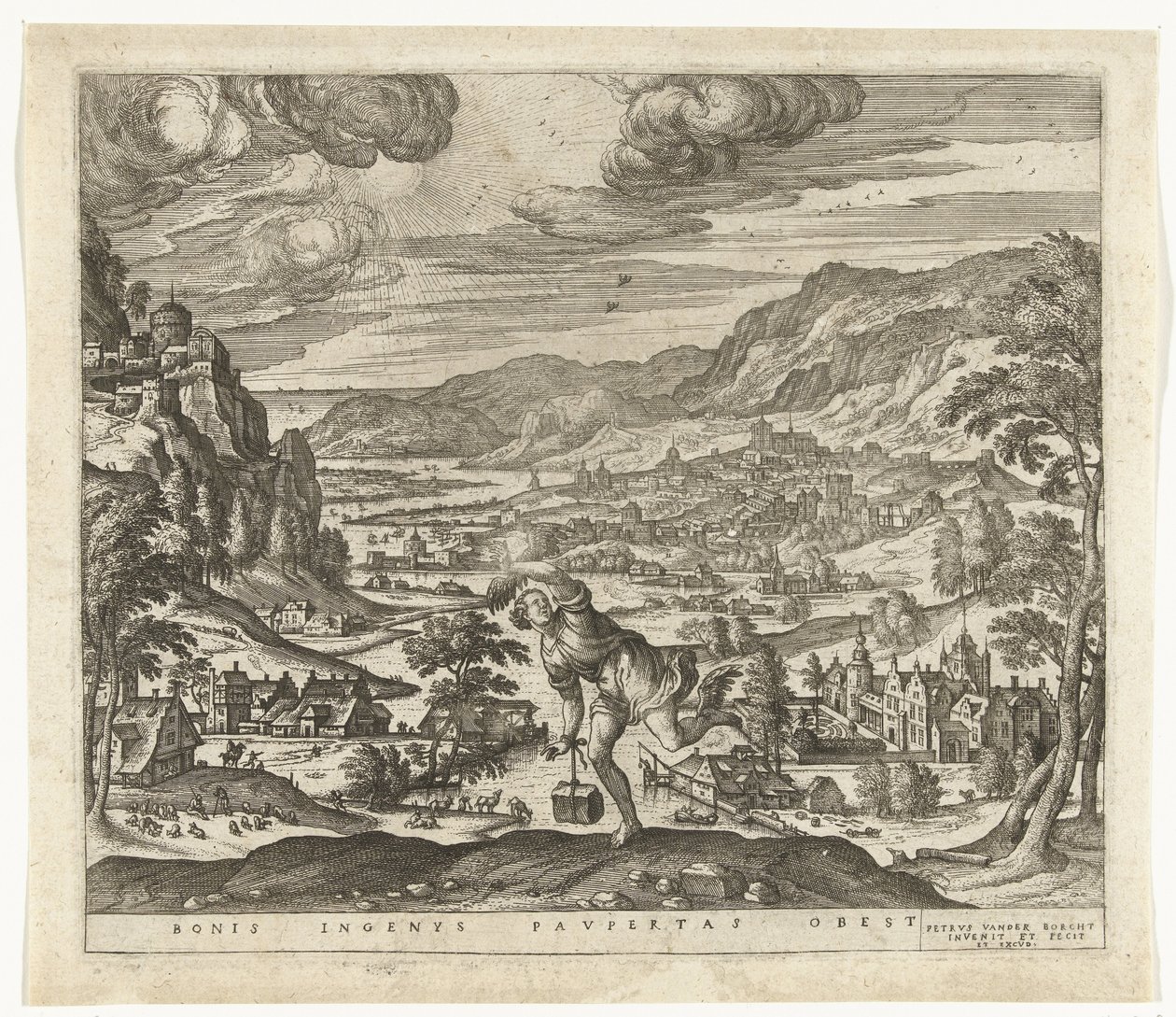 Fattigdom hindrar geniala sinnens framsteg Bonis ingenys paupertas obest (titel på objekt) av Pieter van der Borcht (I)