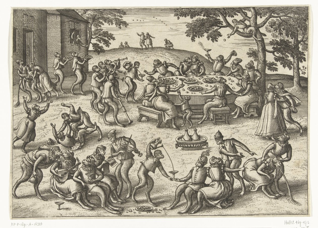 Utomhusbankett Monkey-spel (serietitel) av Pieter van der Borcht (I)
