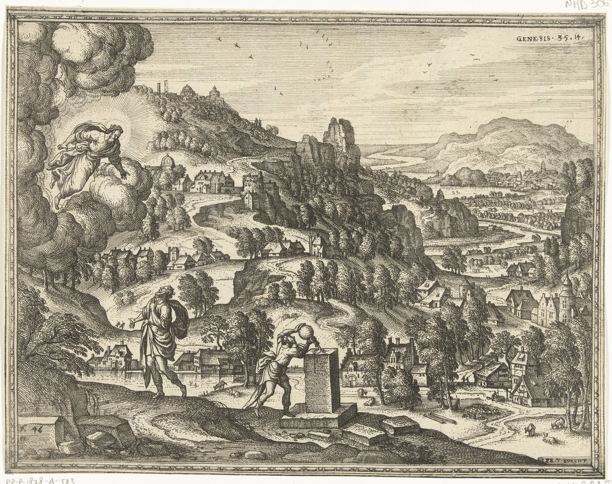 Gud välsignar Jakob och kallar honom Israel Bilder och scener från Bibeln (serietitel) av Pieter van der Borcht (I)