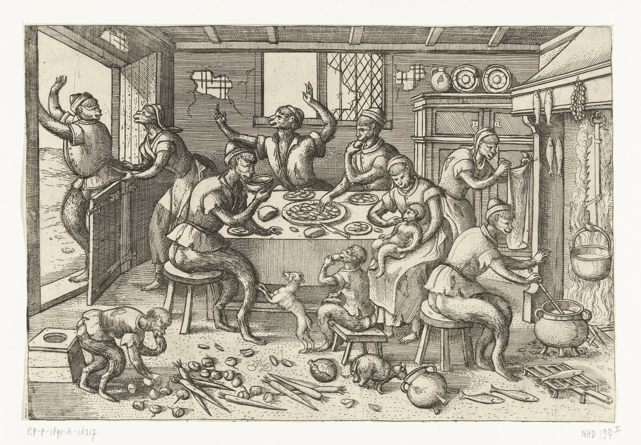 magert kök Monkey-spel (serietitel) av Pieter van der Borcht (I)