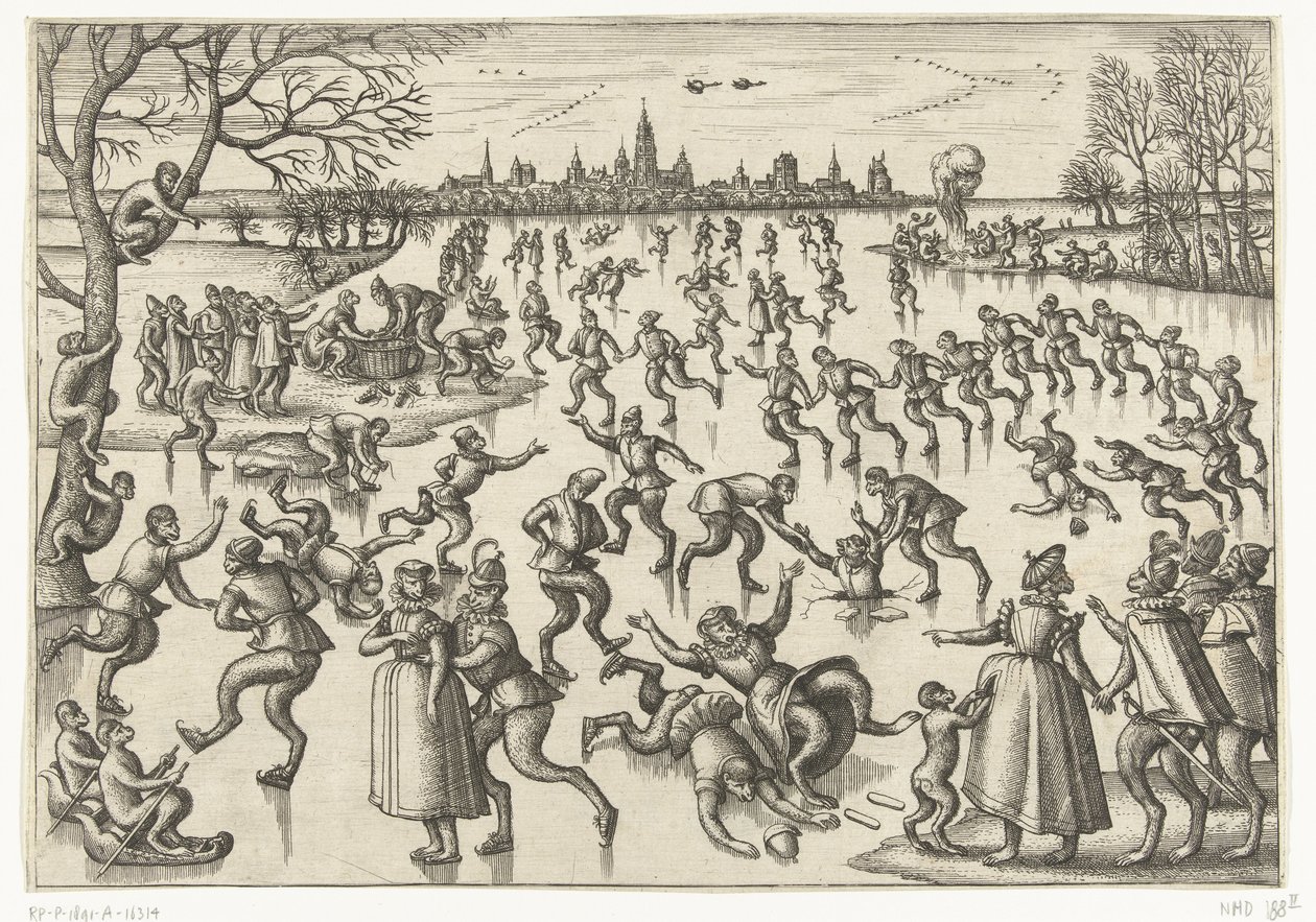 skridskoåkning Monkey-spel (serietitel) av Pieter van der Borcht (I)