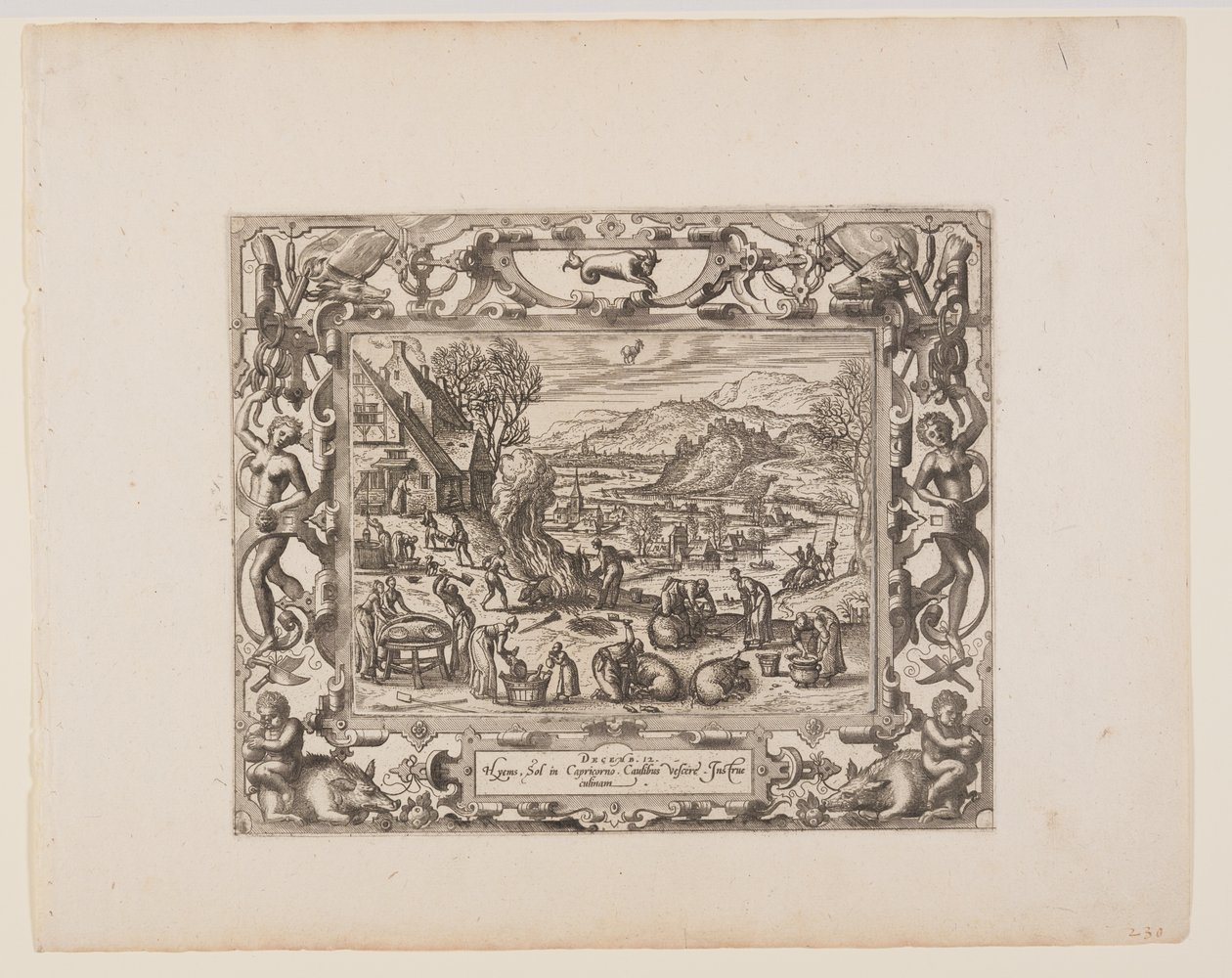 December, från The Twelve Months av Pieter van der Borcht