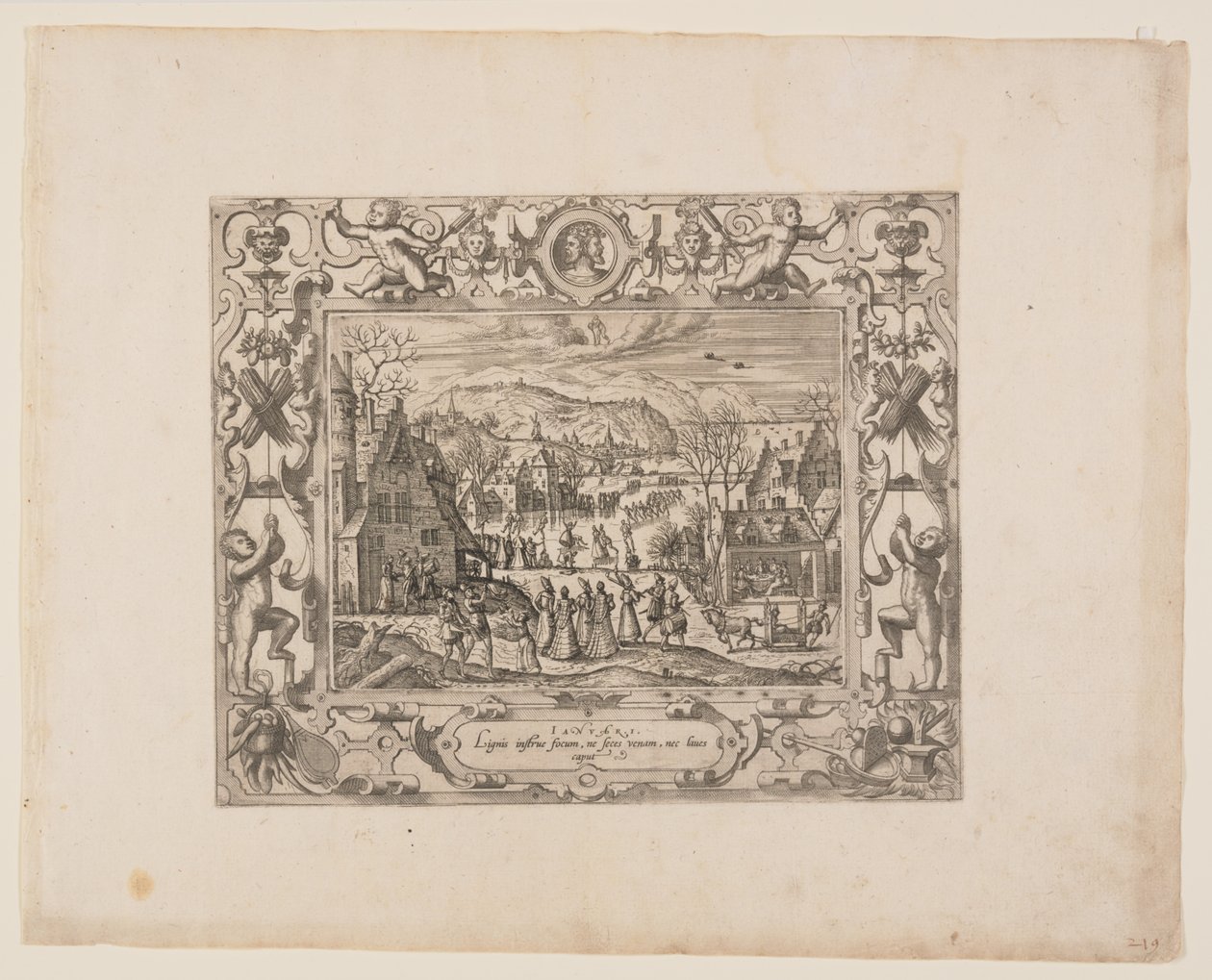 Januari, från The Twelve Months av Pieter van der Borcht