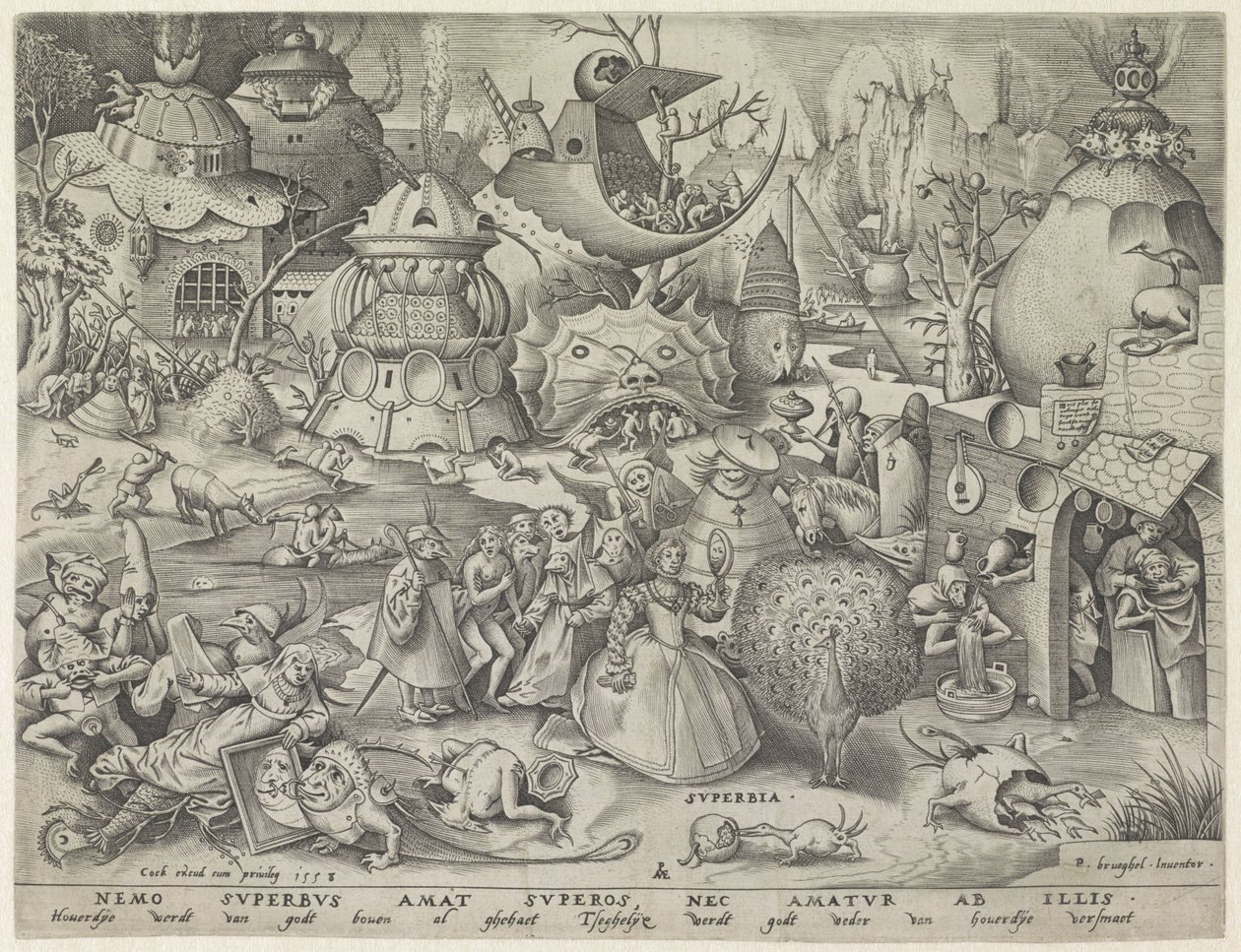 stolthet Superbia (titel på objekt) De sju dödssynderna (serietitel) av Pieter van der Heyden