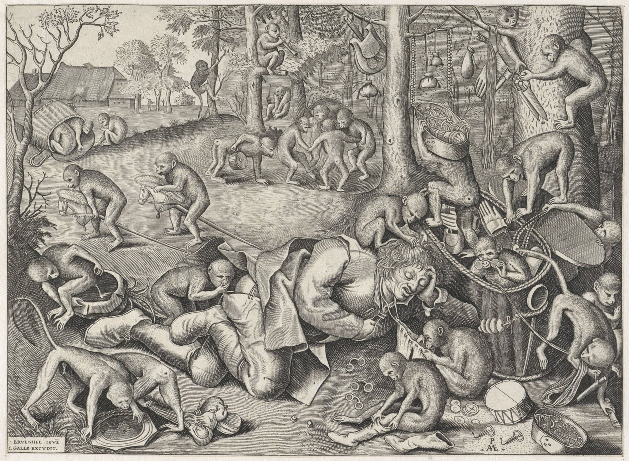 handlare rånad av apor av Pieter van der Heyden