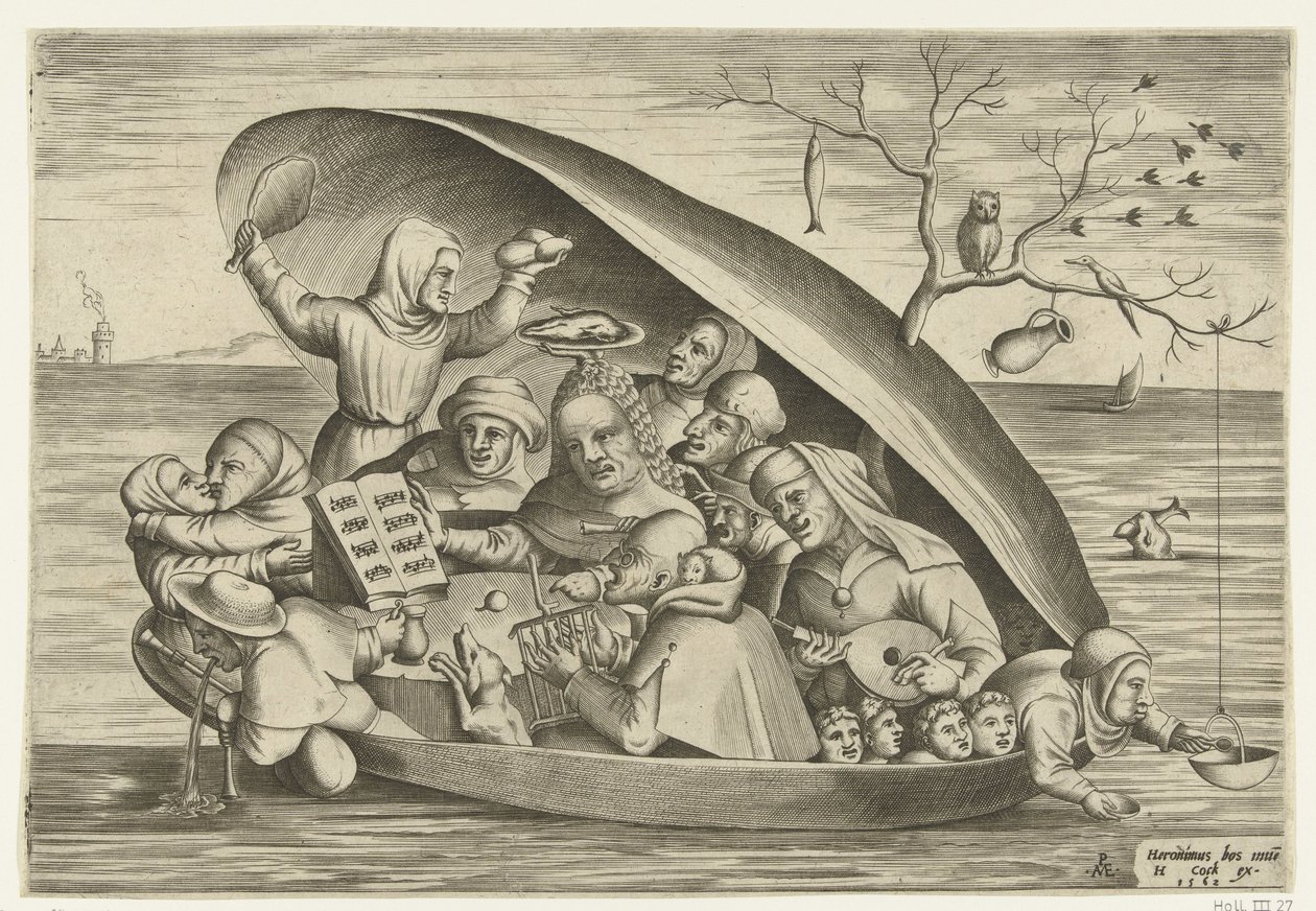 Musiker i ett musselskal av Pieter van der Heyden