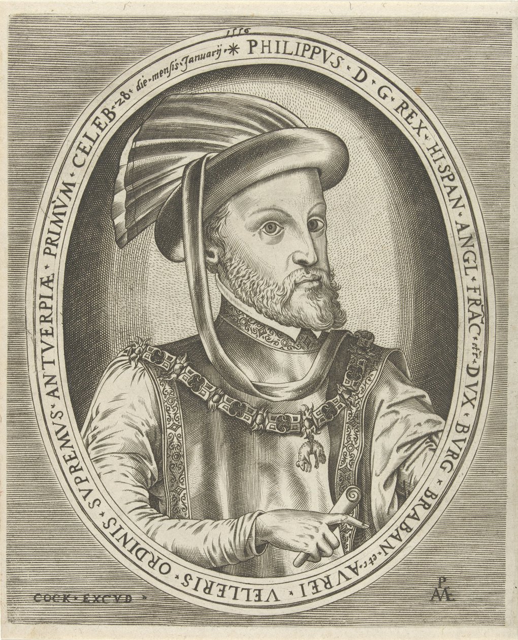 Porträtt av Filip II, kung av Spanien Porträtt av linjaler (serietitel) av Pieter van der Heyden