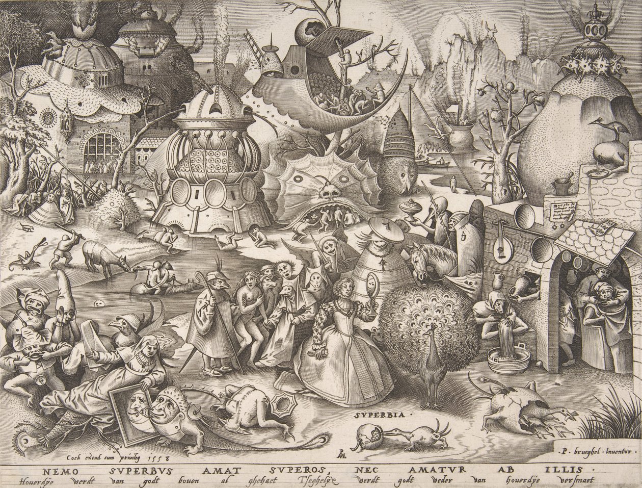 Pride Superbia, från serien The Seven Deadly Sins, 1558. av Pieter van der Heyden